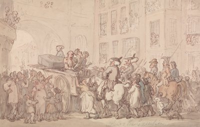 Dr. Syntax woont de executie bij door Thomas Rowlandson